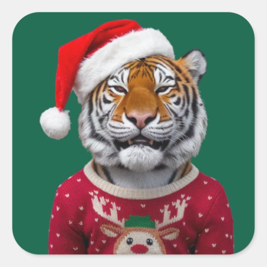 Carré Tiger Christmas Sticker (Devant)
