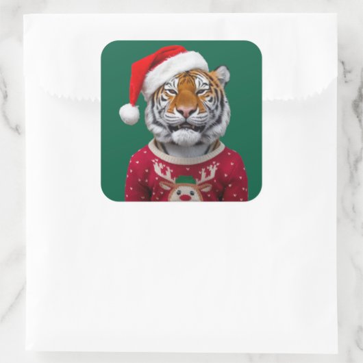 Carré Tiger Christmas Sticker (Sac)