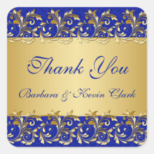 Carré Tourbillons d'or, Sticker mariage damassé Merci