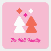 Carré Trees and Twinkles Orange and Pink Sticker (Devant)