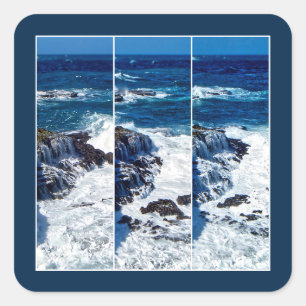 Carré Triptyque De Vagues De Crashage Sur Un Sticker Car