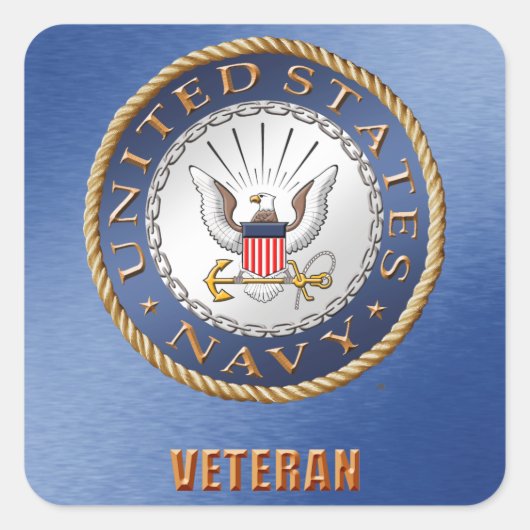 Carré U.S. Navy Veteran Sticker (Devant)