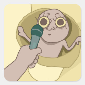 Carré Un gars drôle dans la poubelle Sticker