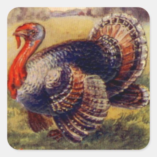 Carré Un joyeux Thanksgiving pour vous Sticker Vintage (Devant)