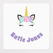 Carré Unicorn étanche Nom Étiquettes (Design 2)