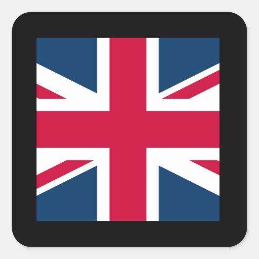 Carré Union Jack Sticker avec bordure noire (Devant)
