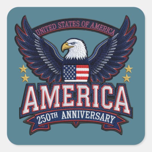 Carré USA 250th Anniversary Eagle Patriotic Sticker (Devant)