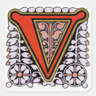 Carré 'V' floral orné - Sticker