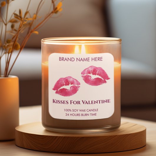 Carré Valentine Kisses Custom Candle Sticker