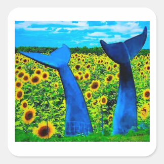 Carré Vermont Whale Tails with Sunflowers Sticker