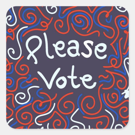 Carré Veuillez voter Sticker (Devant)