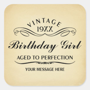 Carré Vin vintage Personne drôle Sticker d'anniversaire