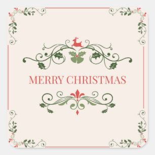 CARRÉ vintage STICKER "MERRY CHRISTMAS"