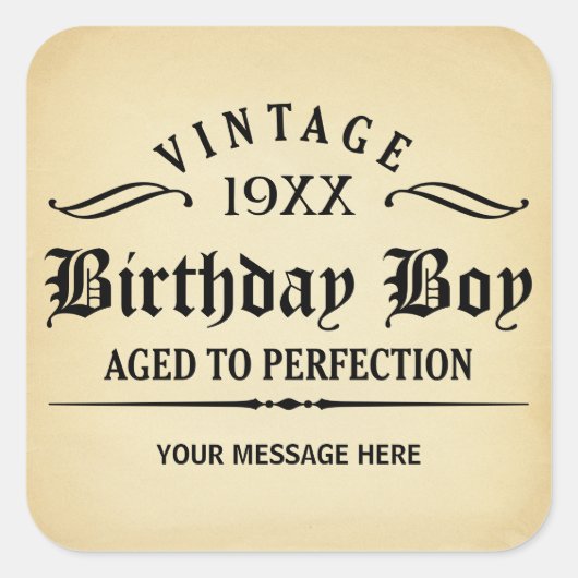 Carré Vintage Whiskey Person Drôle Anniversaire Sticker (Devant)