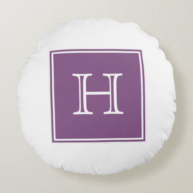 Carré violet Monogramme Coussin rond (Devant)