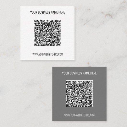 Carré Votre nom de code QR Site Web et Carte de visite d (Devant / Derrière)