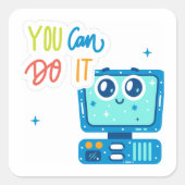 Carré Vous Pouvez Le Faire Sticker Technologie Rétro (Devant)