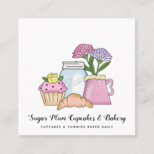 Carré Whimsical Country Cupcakes Carte de visite de boul