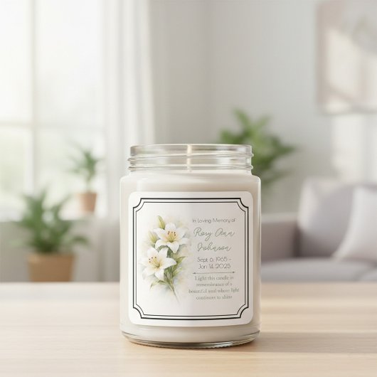 Carré White Lily Remembrance Candle Sticker