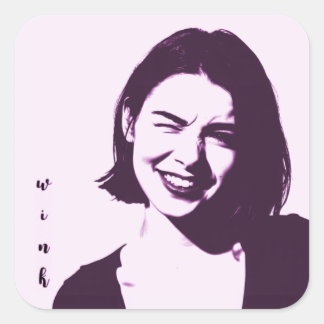 Carré "Wink" Square Sticker flirty girl design pink sass