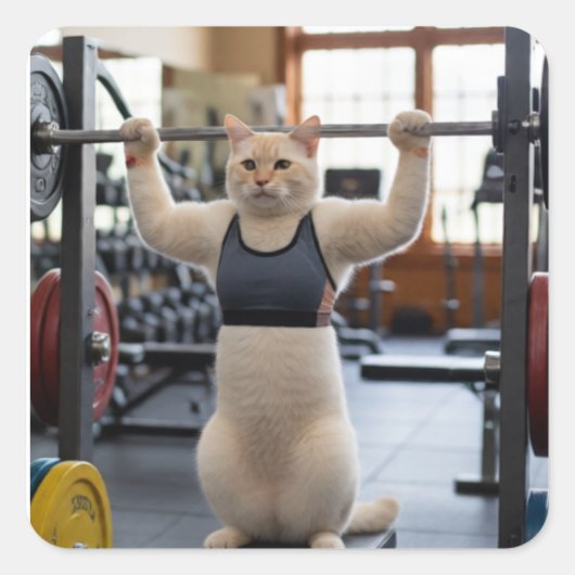 Carré Workout Cat Sticker (Devant)