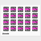Carré Zebra Damask Fabulous Nom Sticker de fête (Feuille)
