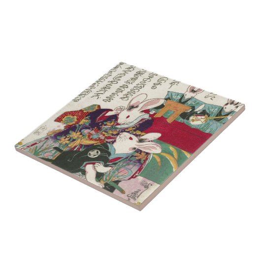 Carreau 兎の歌舞伎役者, acteurs de 芳藤 de lapin, Yoshifuji, (Côté)