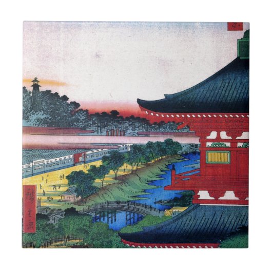 Carreau 増上寺, temple rouge de 広重, Hiroshige, Ukiyo-e (Devant)