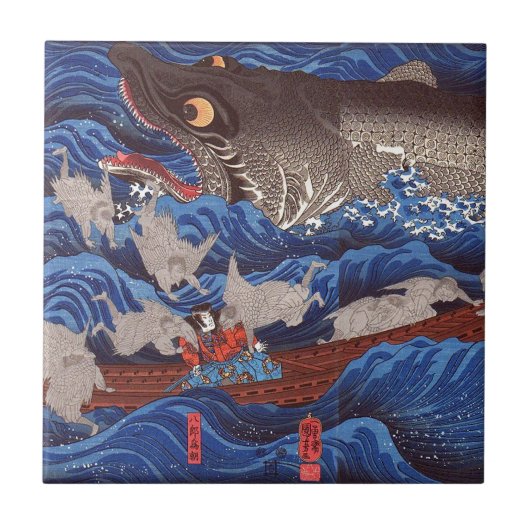 Carreau 怪物鮫, requin de monstre de 国芳, Kuniyoshi, Ukiyo-e (Devant)