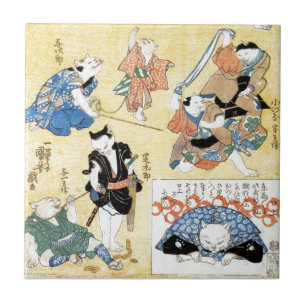Carreau 流行猫の狂言づくし, acteurs de 国芳 du chat, Kuniyoshi,