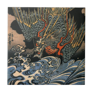 Carreau 海 龍, 国 芳, Dragon de mer, Kuniyoshi, Ukiyo-e