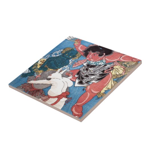 Carreau 金太郎と動物, 国芳 Kintaro et animaux, Kuniyoshi, Ukiyo-e (Côté)