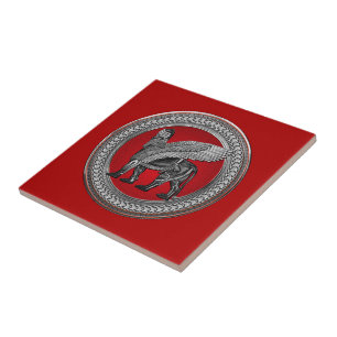 Carreau [100] Lion ailé assyrien : Or et Lamassu noir