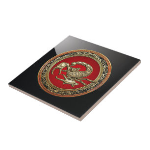 Carreau [100] Scorpion d'or sacré sur rouge