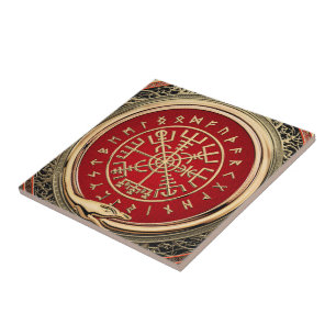 Carreau [100] Vegvisir - Viking Gold Magic Runic Compass