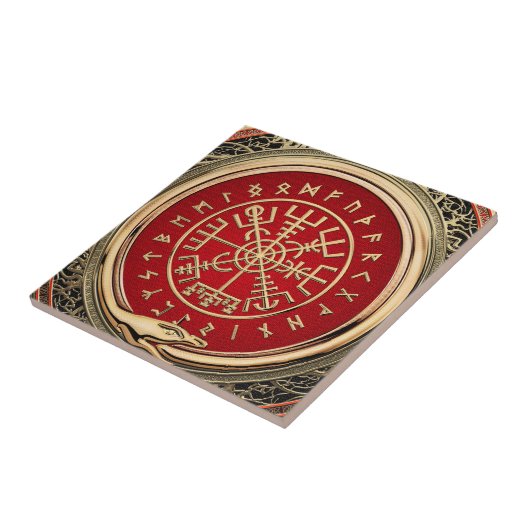 Carreau [100] Vegvisir - Viking Gold Magic Runic Compass (Côté)