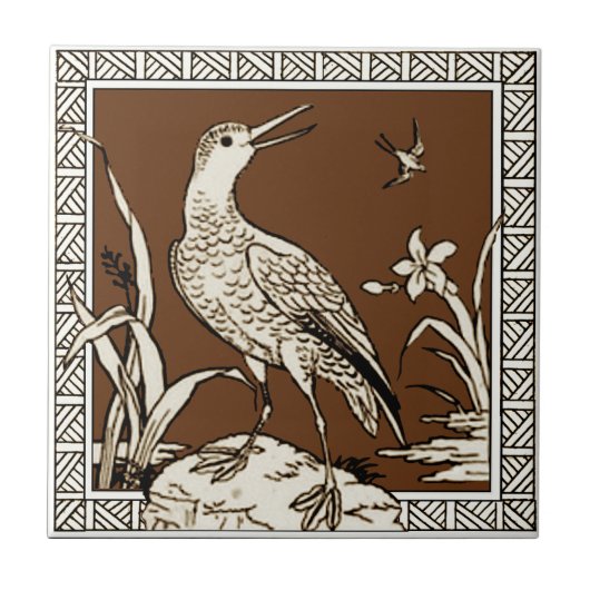 Carreau #10 de 12 Repro 1880 Minton Mocha Bird Series (Devant)