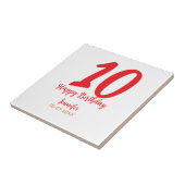 Carreau 10e anniversaire ajouter nom date année rouge modè (Côté)