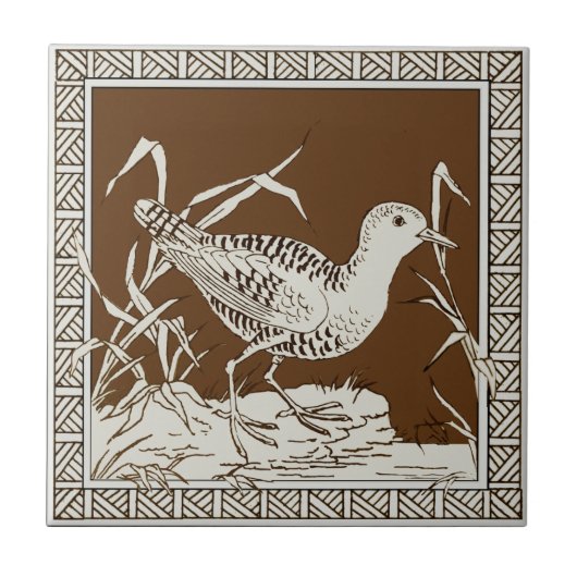 Carreau #11 de 12 Repro 1880 Minton Mocha Bird Series (Devant)