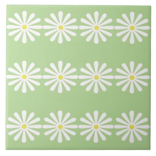 Carreau 12 marguerites blanches avec centres jaunes sur ve