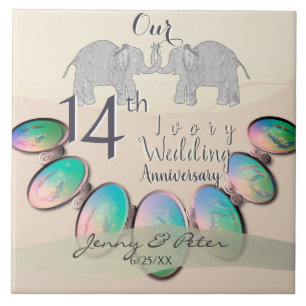Carreau 14e anniversaire du Mariage Opals & Eléphants