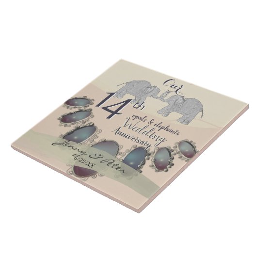 Carreau 14e anniversaire du Mariage Opals & Eléphants (Côté)