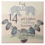 Carreau 14e anniversaire du Mariage Opals & Eléphants<br><div class="desc">Quelque chose qui ne cesse jamais de me plaire est de recevoir l'intimidé garde de la tuile, en particulier un marquant des jalons importants comme notre anniversaire avec des illustrations originales. C'est pour ça que j'ai adoré travailler pour concevoir cet éléphant délicieux et cette illustration originale opale pour faire exactement...</div>