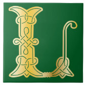 Carreau 16e siècle Celtic Knot Capitale décorative L (Devant)