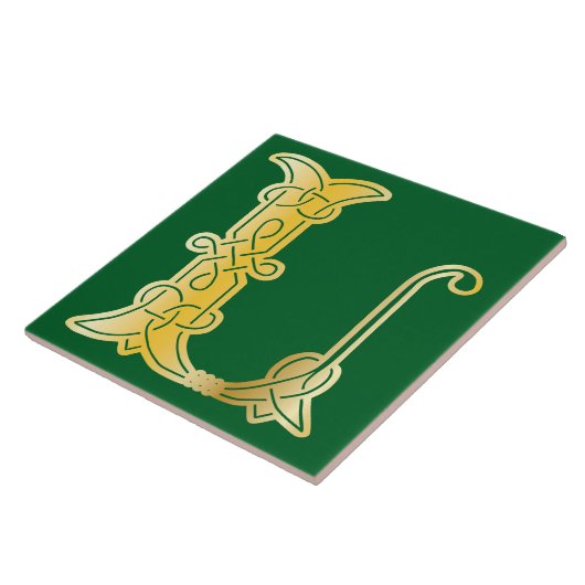 Carreau 16e siècle Celtic Knot Capitale décorative L (Côté)