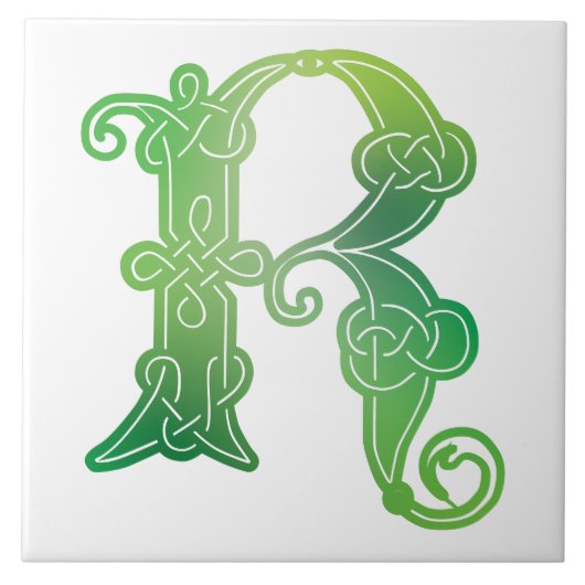 Carreau 16e siècle Celtic Knot Capitale décorative R (Devant)