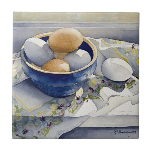 Carreau 1791 oeufs dans la cuvette bleue (Devant)