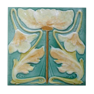 Carreau 1900 Malkin Art Nouveau Floral Repro Faux Relief