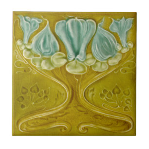 Carreau 1905 Gold Aqua Repro Faux Relief