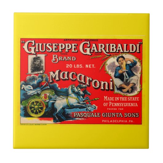 Carreau 1920 Giuseppe Garibaldi macaroni étiquette (Devant)